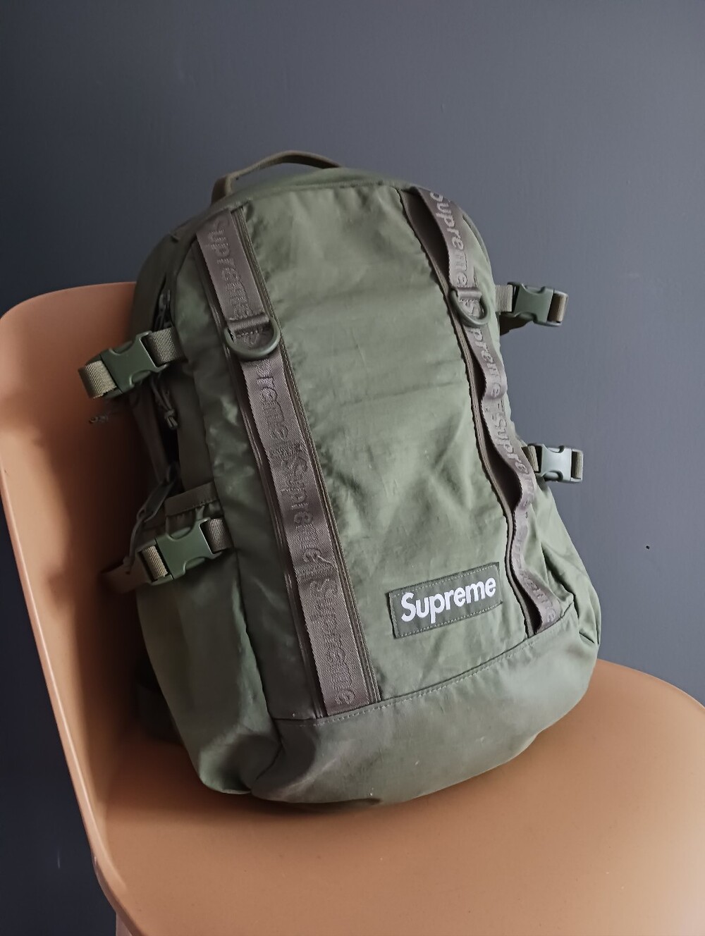 Supreme Olive Green Utility Tactical Backpack  19" Lenght Back
